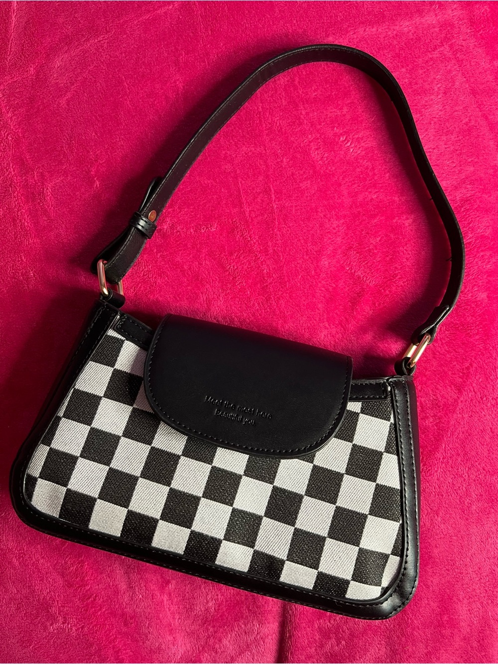 Black & White Checkered Shoulder Bag